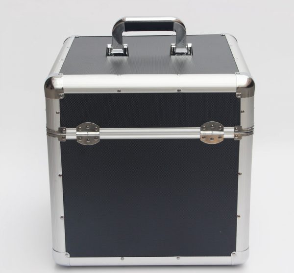 Vinyl koffer LP koffer voor 70 tot 100 platen afsluitbaar zwart aluminium - Meubel Plein