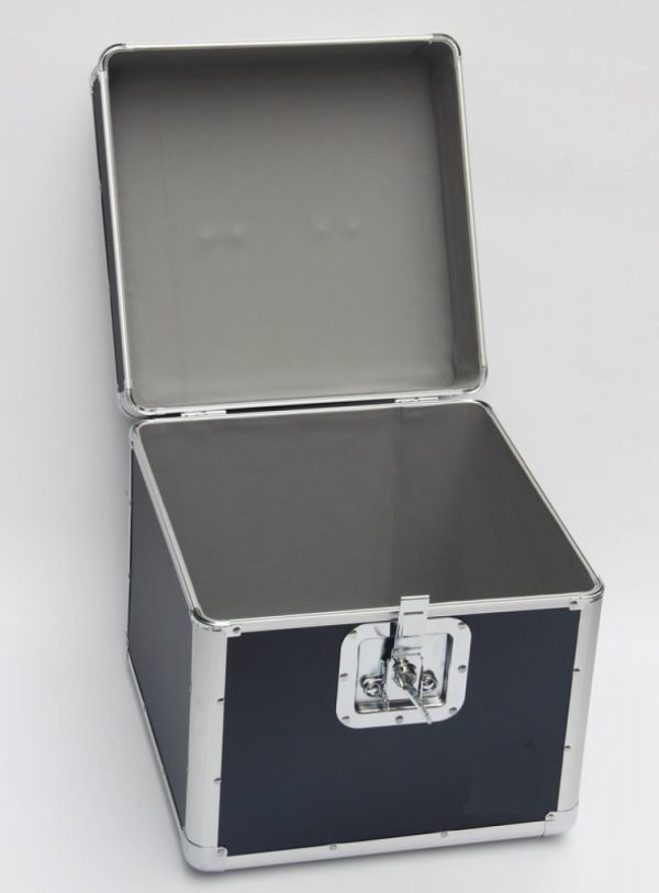 Vinyl koffer LP koffer voor 70 tot 100 platen afsluitbaar zwart aluminium - Meubel Plein