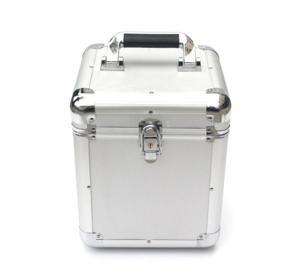 LP single 7 inch vinyl koffer voor opbergen van 70 - 100 singles afsluitbaar zilver aluminium - Meubel Plein