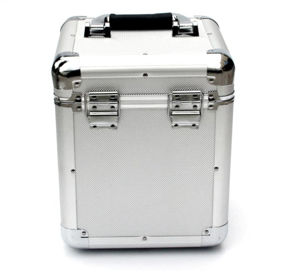 LP single 7 inch vinyl koffer voor opbergen van 70 - 100 singles afsluitbaar zilver aluminium - Meubel Plein