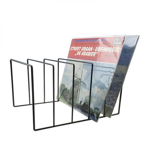 LP vinyl design opbergrek platenrek voor 50 tot 60 vinyl LP's van 12 inch zwart - Meubel Plein