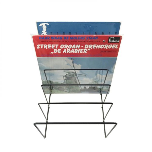 LP vinyl design opbergrek platenrek voor 50 tot 60 vinyl LP's van 12 inch zwart - Meubel Plein