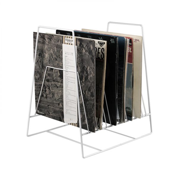 LP vinyl platen opbergrek - platen bladerrek - platenkast - opbergen 60 tot 70 platen - wit - Meubel Plein