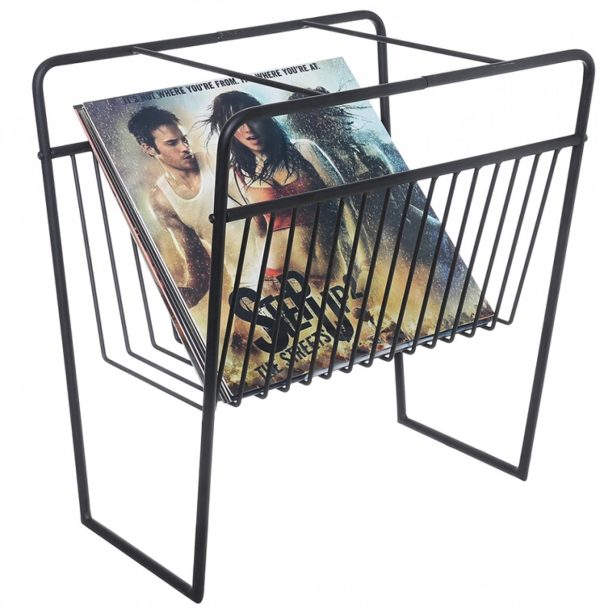 LP vinyl design opbergrek platenrek retro voor 60 tot 70 vinyl LP's van 12 inch zwart - Meubel Plein