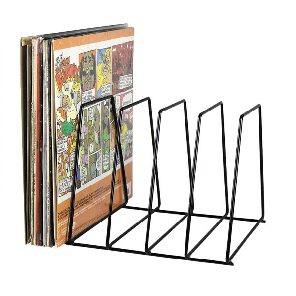 Vinyl platen opbergrek retro - bladerrek voor opbergen tot 50 vinyl lp platen - zwart - Meubel Plein