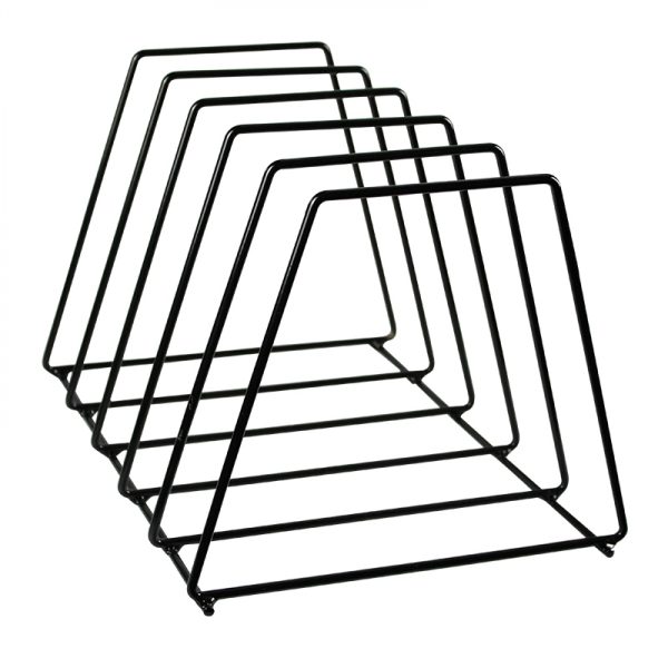 Vinyl platen opbergrek retro - bladerrek voor opbergen tot 50 vinyl lp platen - zwart - Meubel Plein