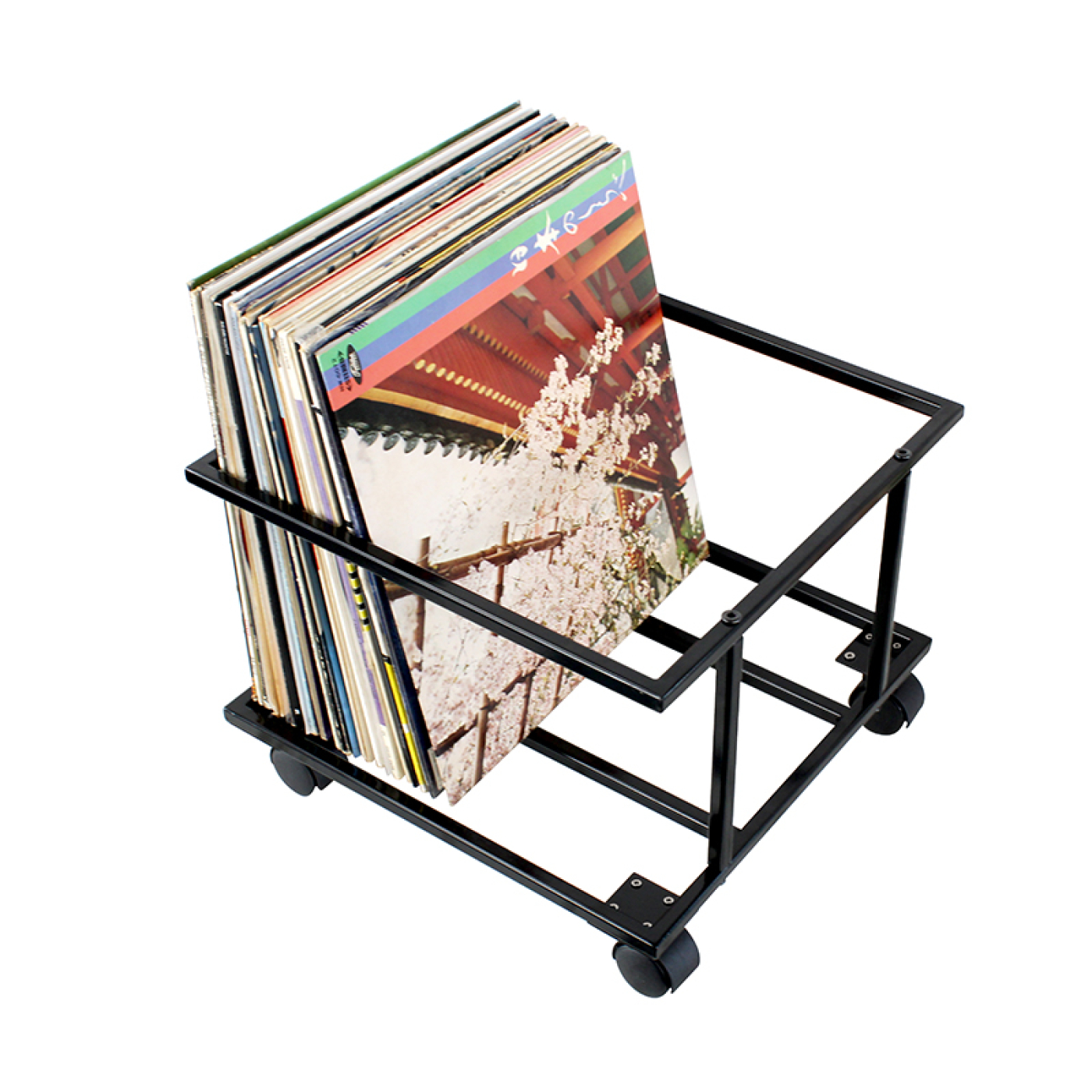 Lp vinyl opbergkist verrijdbaar - opbergtrolley - opbergen lp vinyl platen - alternatieve afbeelding