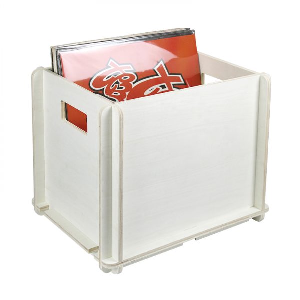 Vinyl lp platen opbergkist - opbergen platen in lp vinyl opbergkrat - hout - wit - Meubel Plein