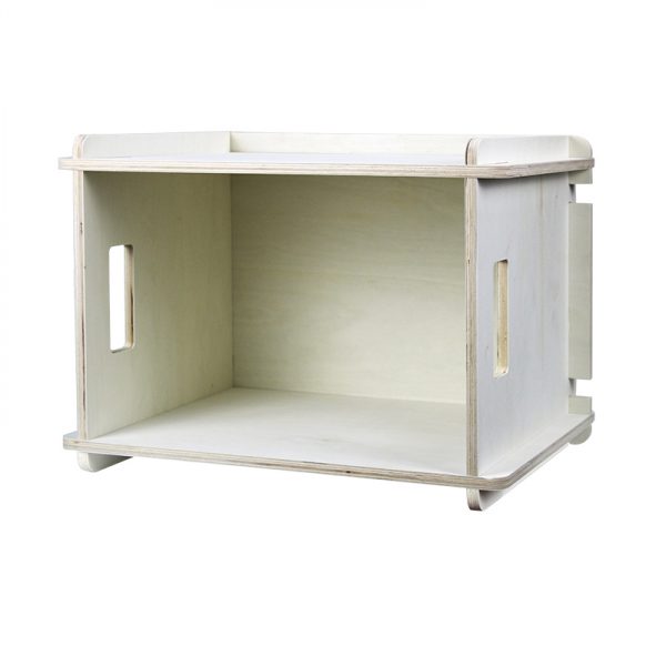 Vinyl lp platen opbergkist - opbergen platen in lp vinyl opbergkrat - hout - wit - Meubel Plein