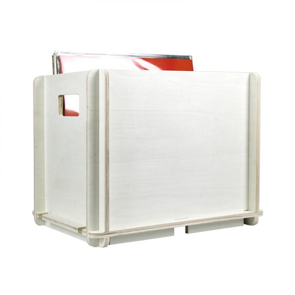Vinyl lp platen opbergkist - opbergen platen in lp vinyl opbergkrat - hout - wit - Meubel Plein