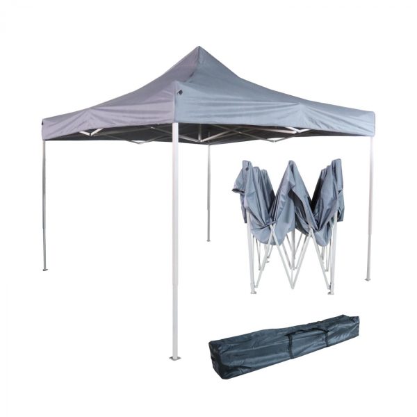 Partytent easy up 3 x 3 - vouwbaar frame - 420D Oxford antraciet tentdoek met PVC coating - Meubel Plein