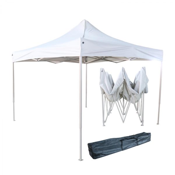 Partytent easy-up 3 x 3 - harmonica frame - 420D Oxford wit tentdoek met PVC coating - Meubel Plein