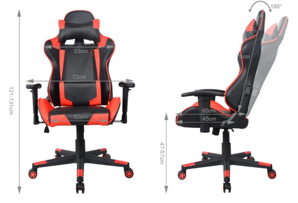 Bureaustoel gamestoel Thomas - racing gaming stijl stoel - ergonomisch - rood zwart - Meubel Plein