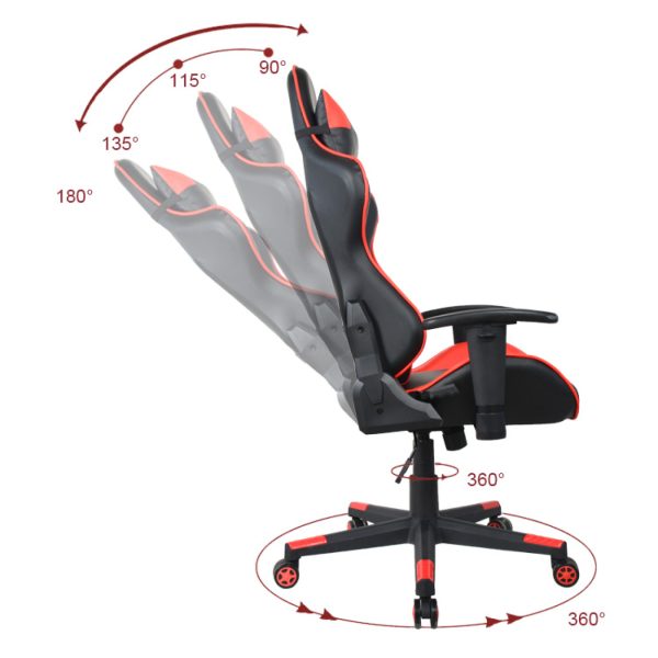 Bureaustoel gamestoel Thomas - racing gaming stijl stoel - ergonomisch - rood zwart - Meubel Plein