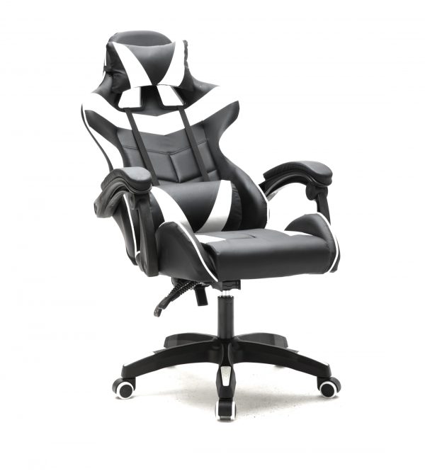 Gamestoel Cyclone tieners - bureaustoel - racing gaming stoel - wit zwart - Meubel Plein