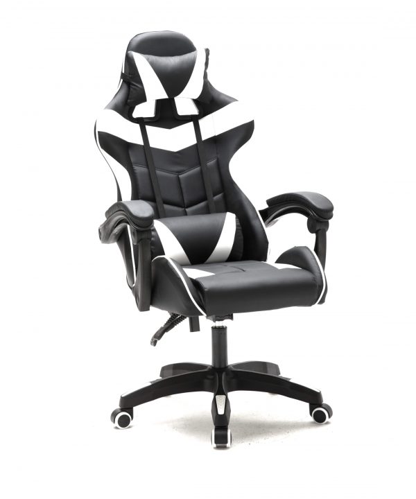 Gamestoel Cyclone tieners - bureaustoel - racing gaming stoel - wit zwart - Meubel Plein