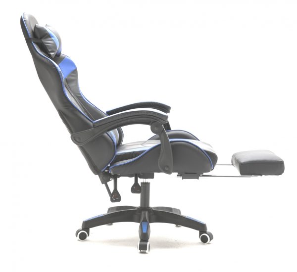 Gamestoel met voetsteun Cyclone tieners - bureaustoel - racing gaming stoel - blauw zwart - Meubel Plein