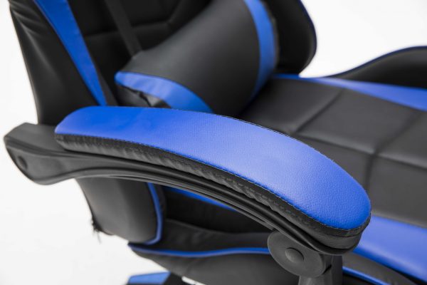 Gamestoel met voetsteun Cyclone tieners - bureaustoel - racing gaming stoel - blauw zwart - Meubel Plein
