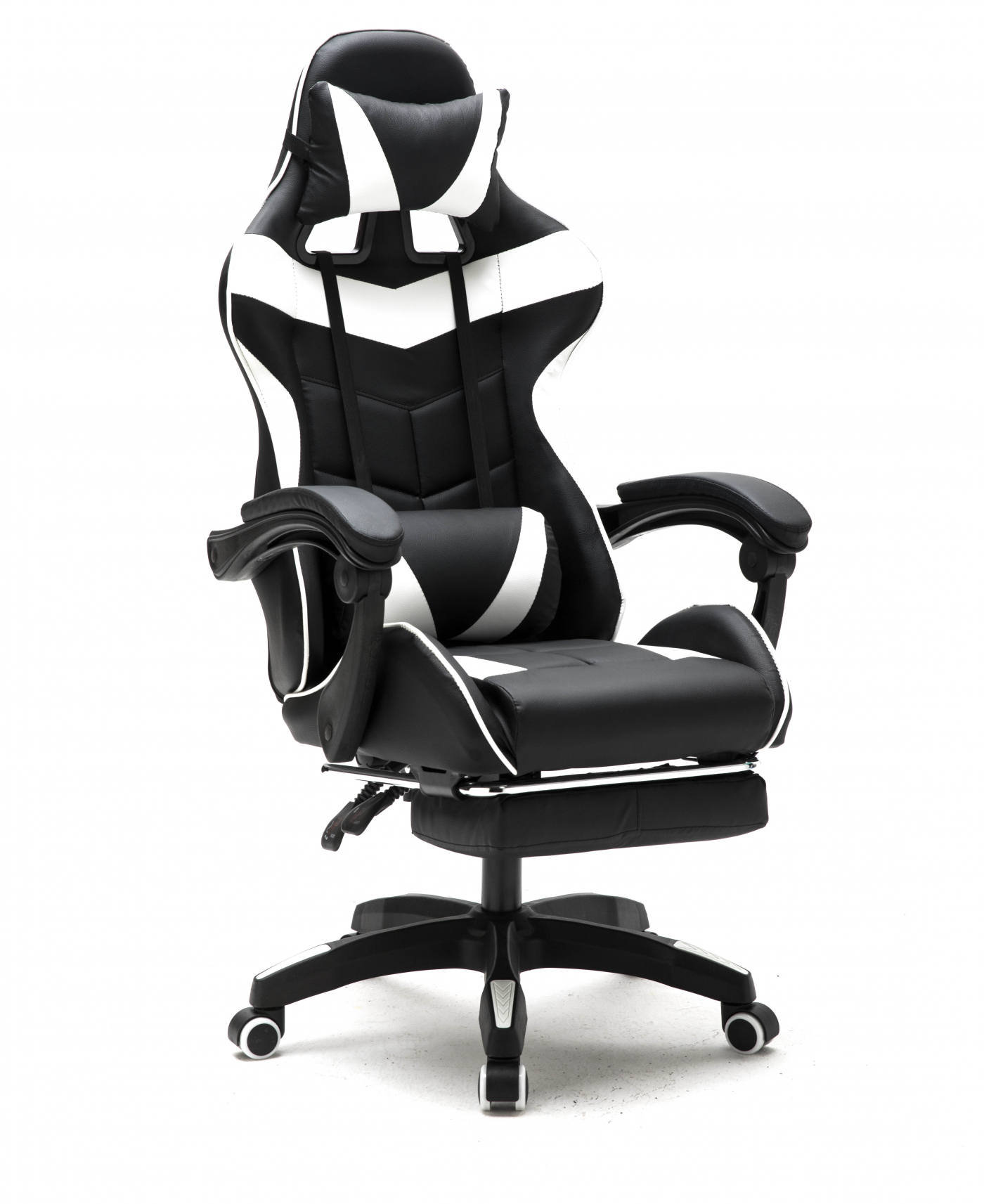 Gamestoel met voetsteun Cyclone tieners - bureaustoel - racing gaming stoel - wit zwart - Meubel Plein Gamestoel met voetsteun Cyclone tieners - bureaustoel - racing gaming stoel - wit zwart - Meubel Plein