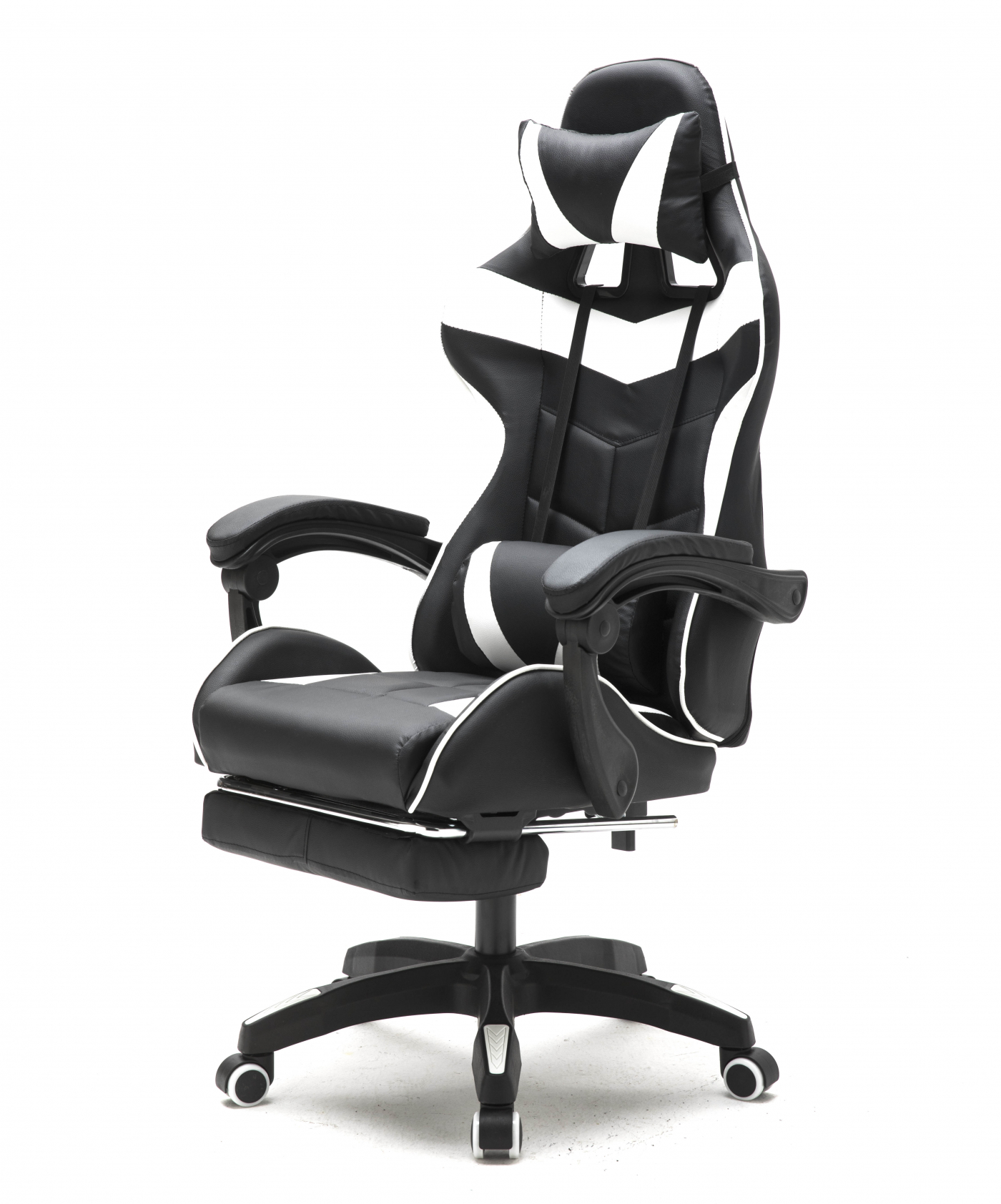 Gamestoel met voetsteun Cyclone tieners - bureaustoel - racing gaming stoel - wit zwart - Meubel Plein Gamestoel met voetsteun Cyclone tieners - bureaustoel - racing gaming stoel - wit zwart - Meubel Plein