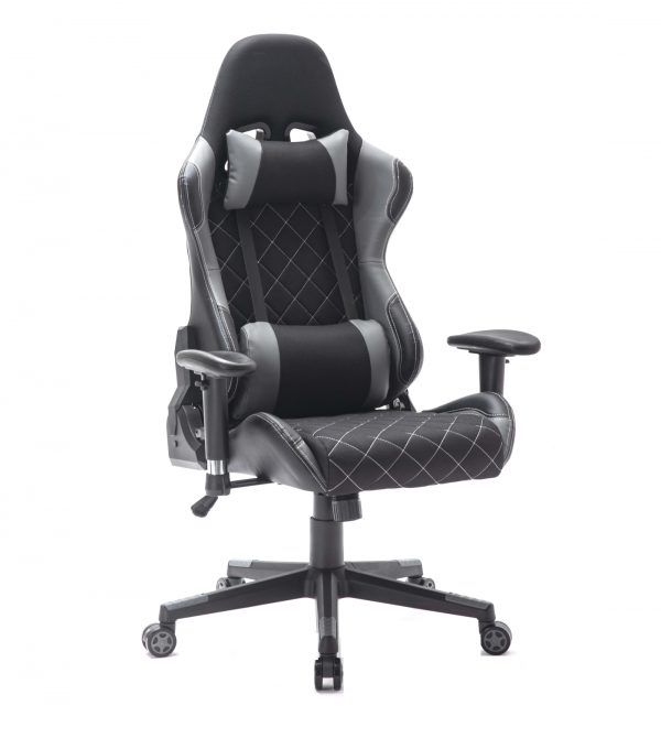 Gamestoel Classic - bureaustoel - stof bekleding - zwart grijs - Meubel Plein