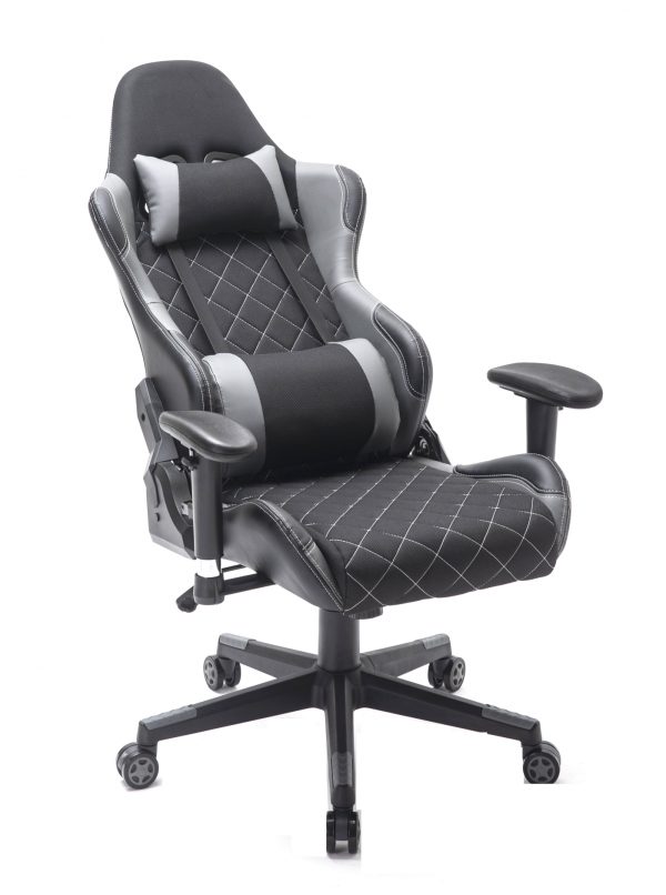 Gamestoel Classic - bureaustoel - stof bekleding - zwart grijs - Meubel Plein