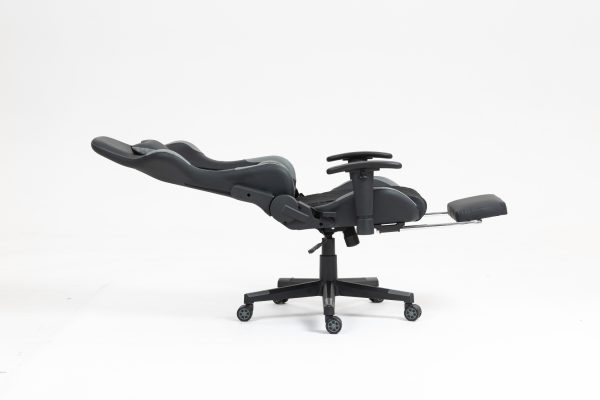 Gamestoel Classic - bureaustoel - voetensteun - stof bekleding - zwart grijs - Meubel Plein