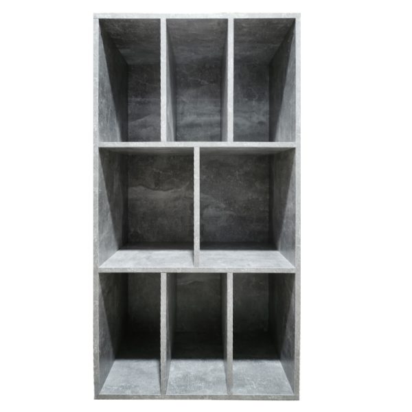 LP vinyl opbergkast - platenkast - opbergen lp vinyl platen - boekenkast - 8 vakken - grijs beton look - Meubel Plein
