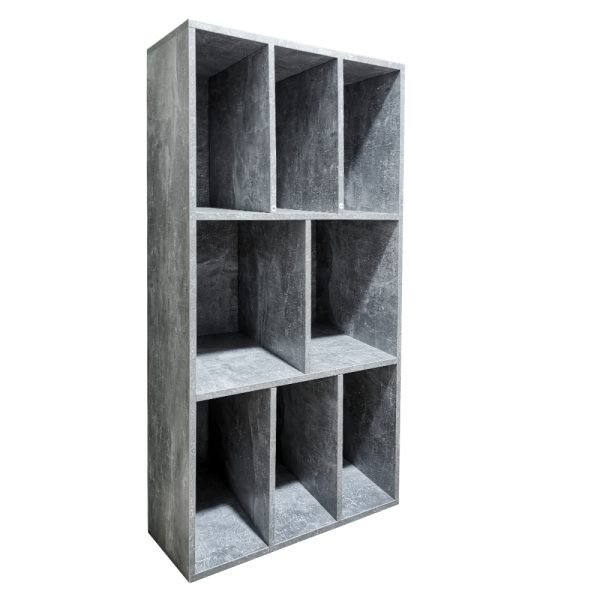 LP vinyl opbergkast - platenkast - opbergen lp vinyl platen - boekenkast - 8 vakken - grijs beton look - Meubel Plein
