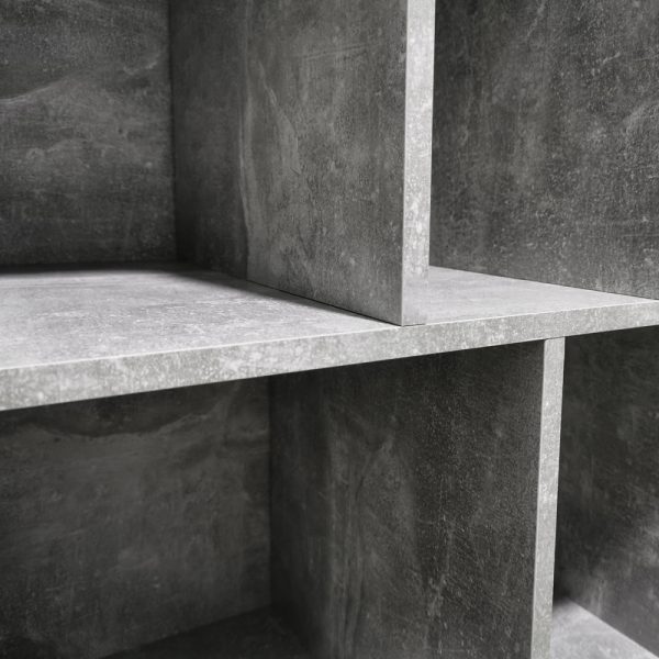 LP vinyl opbergkast - platenkast - opbergen lp vinyl platen - boekenkast - 8 vakken - grijs beton look - Meubel Plein