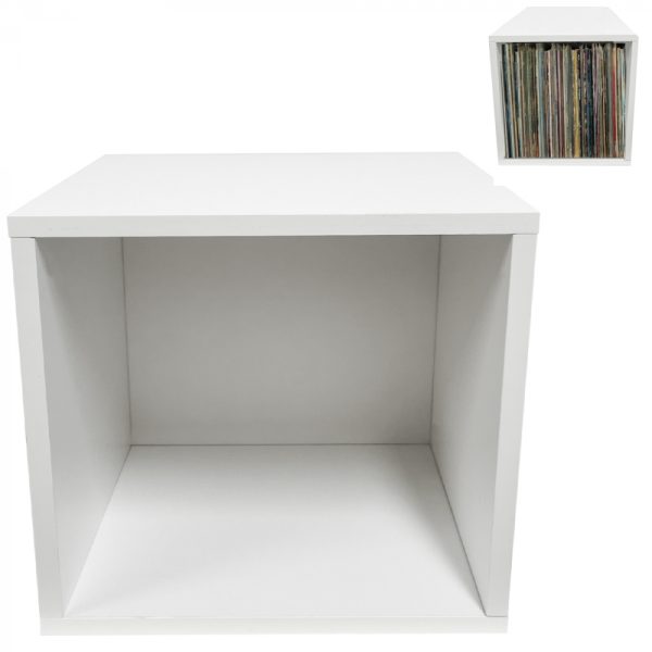 LP vinyl opbergkast kubus - platenkast - lp vinyl platen opbergrek - wit - Meubel Plein