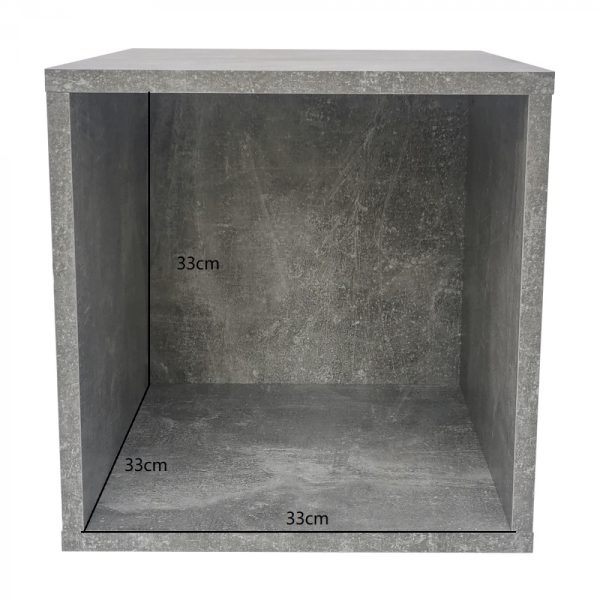LP vinyl opbergkast kubus - platen lp vinyl opbergkast rek - industrieel grijs beton look - Meubel Plein