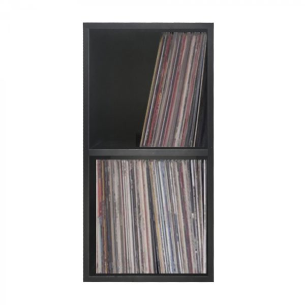 Vinyl lp platen opbergkast - opbergen lp vinyl platen - boekenkast - 2 vakken - zwart - Meubel Plein
