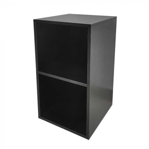 Vinyl lp platen opbergkast - opbergen lp vinyl platen - boekenkast - 2 vakken - zwart - Meubel Plein