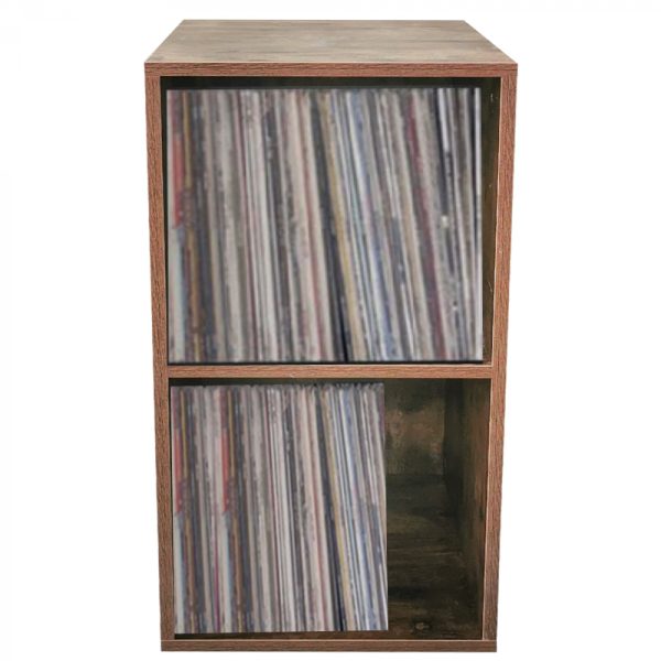 VDD Vinyl lp platen opbergkast - LP Opbergen - Vinyl Platen Kast - Boekenkast - 2 Vakken - Walnoot - Meubel Plein
