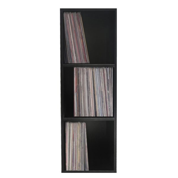 Lp platen vinyl opbergkast - opbergen lp vinyl platen - boekenkast - 3 vakken - zwart - Meubel Plein