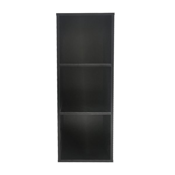 Lp platen vinyl opbergkast - opbergen lp vinyl platen - boekenkast - 3 vakken - zwart - Meubel Plein