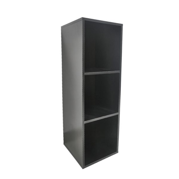 Lp platen vinyl opbergkast - opbergen lp vinyl platen - boekenkast - 3 vakken - zwart - Meubel Plein