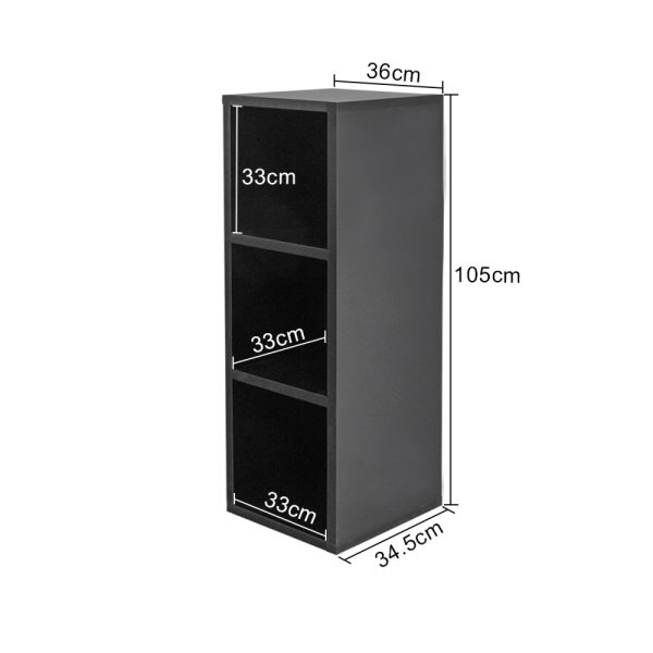 Lp platen vinyl opbergkast - opbergen lp vinyl platen - boekenkast - 3 vakken - zwart - Meubel Plein