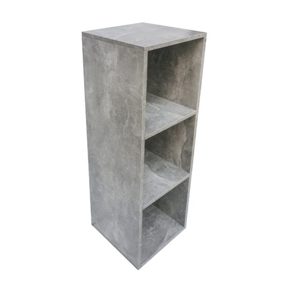 Lp platen vinyl opbergkast - opbergen lp vinyl platen - boekenkast - 3 vakken - grijs beton - Meubel Plein