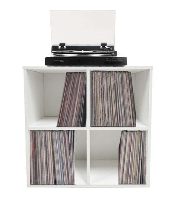 Platen vinyl lp opbergkast - opbergen lp vinyl platen - boekenkast - 4 vakken - wit - Meubel Plein