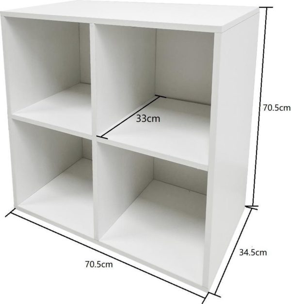 Platen vinyl lp opbergkast - opbergen lp vinyl platen - boekenkast - 4 vakken - wit - Meubel Plein