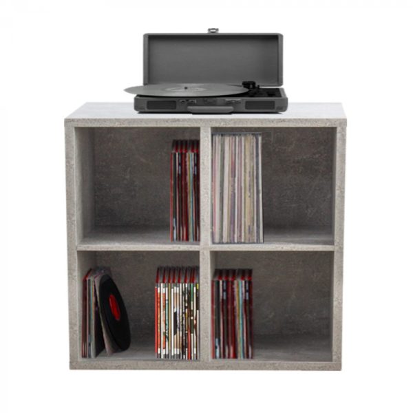 Platen vinyl lp kast - opbergen lp vinyl platen - boekenkast - grijs beton - Meubel Plein