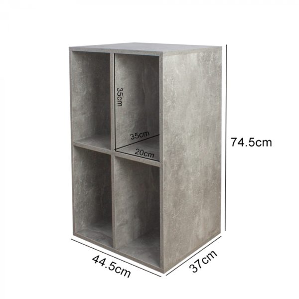 Vinyl lp platen kast - opbergen lp platen - platenspeler meubel - grijs beton look - Meubel Plein