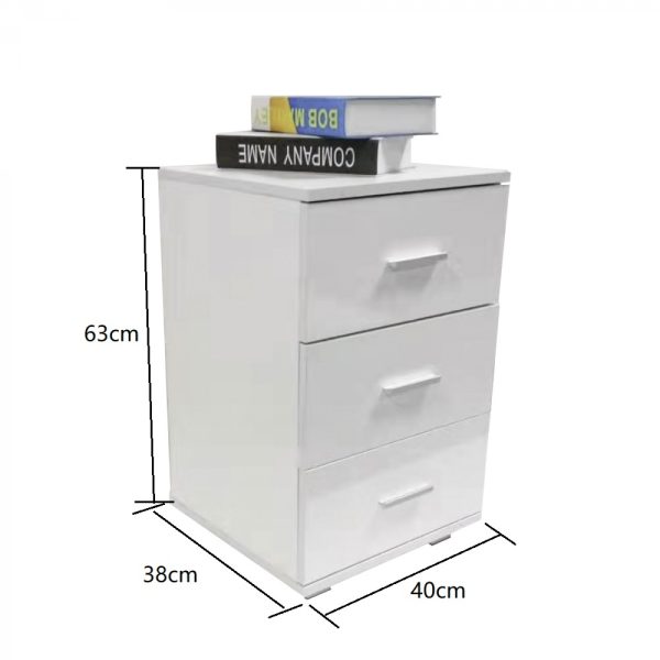 Nachtkastje halkastje 3 lades 63 cm hoog wit - Meubel Plein