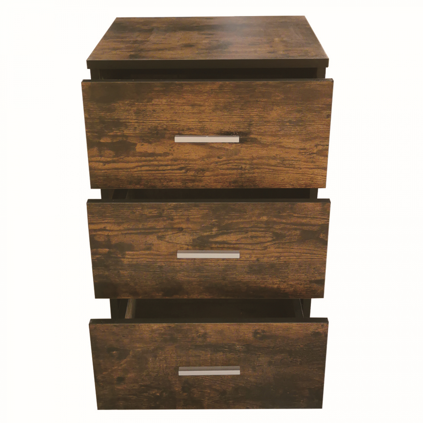 Nachtkastje - halkastje - 3 lades - 63 cm hoog - vintage bruin - Meubel Plein Nachtkastje - halkastje - 3 lades - 63 cm hoog - vintage bruin - Meubel Plein