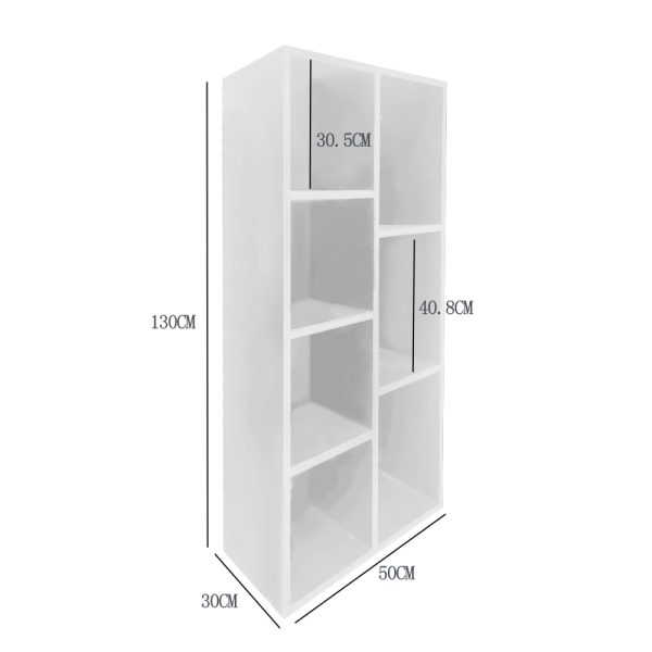 Boekenkast - open vakkenkast - wandkast - 130 cm hoog - wit - Meubel Plein
