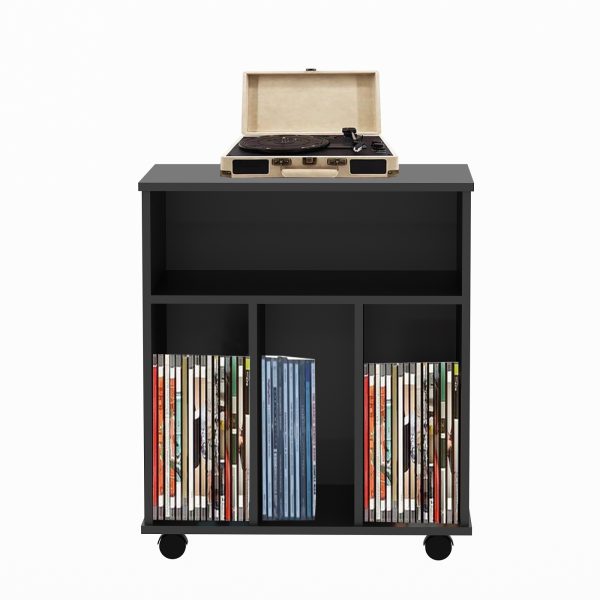 Lp vinyl opbergkast - boekenkast - opbergen tijdschriften boeken platen - zwart - Meubel Plein