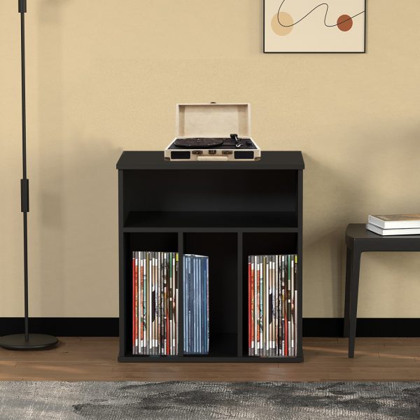 Lp vinyl opbergkast - boekenkast - opbergen tijdschriften boeken platen - zwart - Meubel Plein