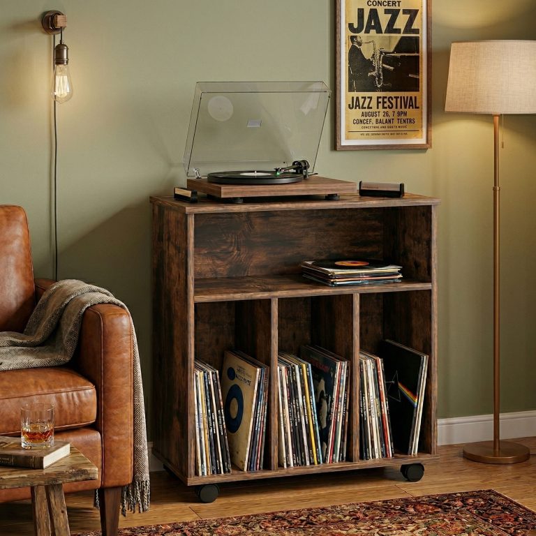 VDD Vinyl Opbergkast - 4 Vakken - Verrijdbaar - 70 x 60 x 40 cm - Bruin - alternatieve afbeelding